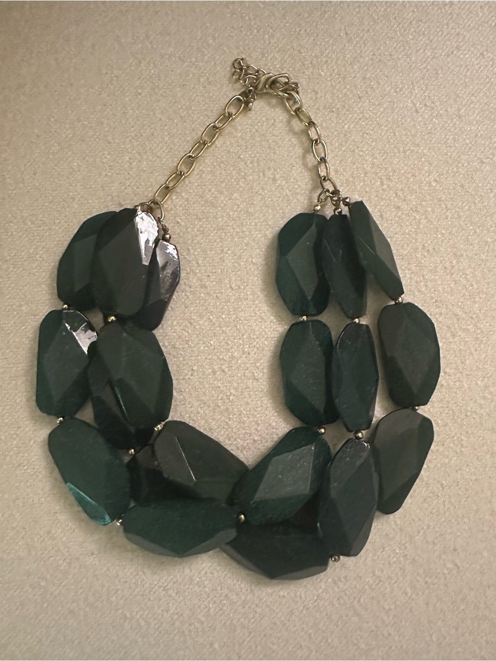 Statement Dark Green Faceted Bead 17”Necklace - Event Wedding Cocktail